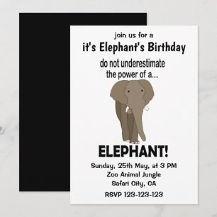 Elephant Funny Cute Elephant Birthday Inbjudningar