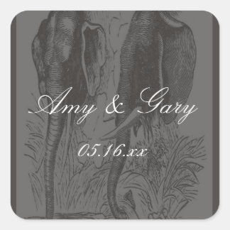 Elephant Fyrkantigt Klistermärke