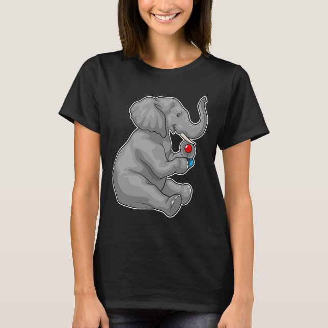 Elephant Gamer Controller T Shirt (Framsida)