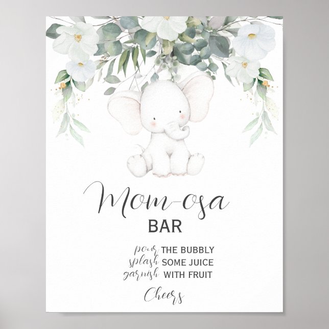 Elephant Gender Neutral Momosa Pub Sign Poster (Framsidan)