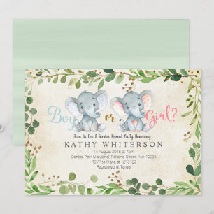 Elephant gender visar inbjudan Greneery