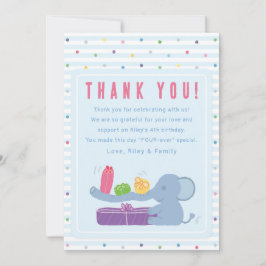 Elephant & Gifts Birthday Thank You Card Tack Kort