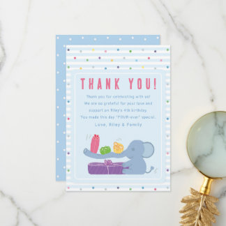 Elephant & Gifts Birthday Thank You Card Tack Kort