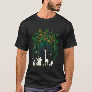 Elephant Giraffe Hjort Gris målar skogskägget T Shirt