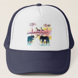 Elephant, Giraffe Safari Sunset Art Keps