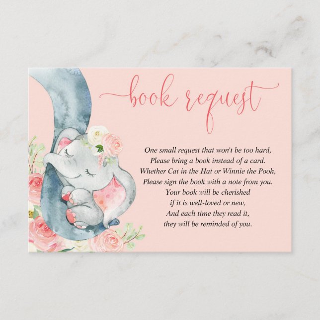 Elephant Girl Baby dusch bok i stället för card Tilläggskort (Framsida)