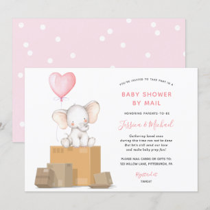 Elephant Girl Baby Shower by Mail-inbjudan Inbjudningar
