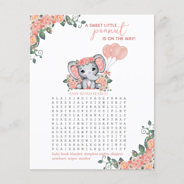 Elephant Girl Baby Shower Game (Framsida)