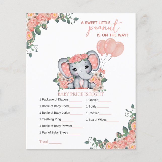 Elephant Girl Baby Shower Game (Framsida)