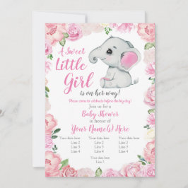 Elephant Girl Bjud, ro rustic, rosa Inbjudningar