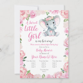 Elephant Girl Bjud, ro rustic, rosa Inbjudningar