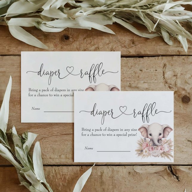 Elephant Girl Boho Baby Shower Raffle Tilläggskort (Skapare uppladdad)
