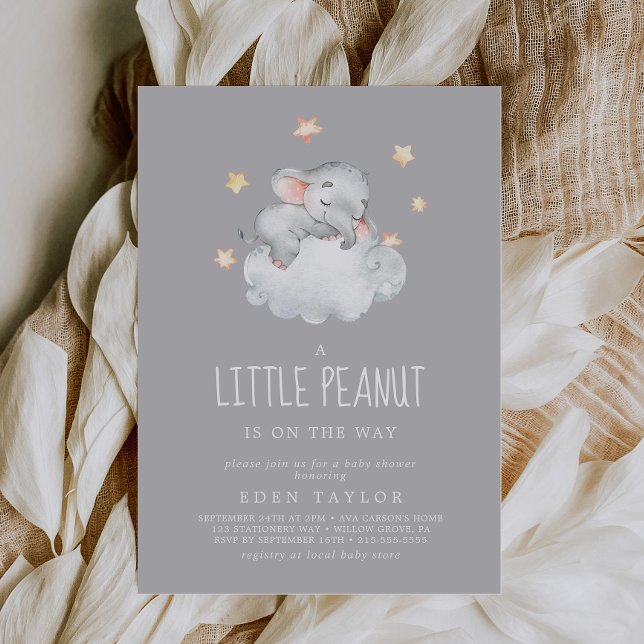Elephant Girl | Grått Little Peanut Baby Shower Inbjudningar (Skapare uppladdad)