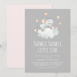 Elephant Girl | Grått Twinkle Twinkle Little Star Inbjudningar