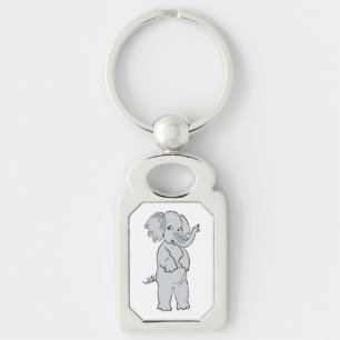 ELEPHANT GIRL REKTANGULÄRT SILVERFÄRGAD NYCKELRING