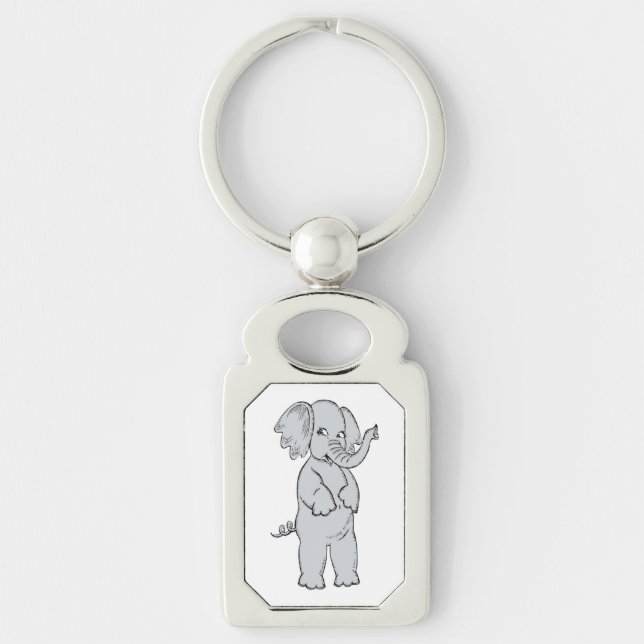 ELEPHANT GIRL REKTANGULÄRT SILVERFÄRGAD NYCKELRING (Framsidan)