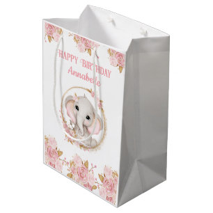 Elephant Girl Rosa 1st Birthday Medium Gift Bag