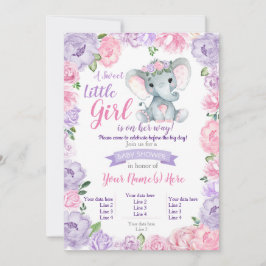Elephant Girl-rosa, lila Inbjudningar