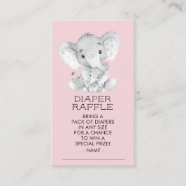 Elephant Girls Baby Shower Diaper Raffle Biljett Tilläggskort
