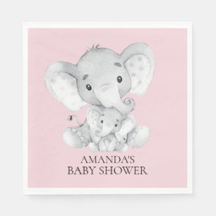 Elephant Girls Baby Shower Pappra Napkins Pappersservett