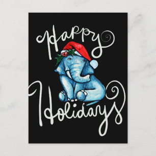Elephant Glad helg Nature holly yule art Vykort