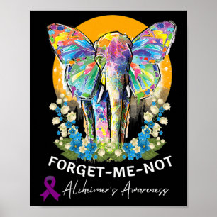 Elephant Glöm-me-not Heimers medvetenhet Poster