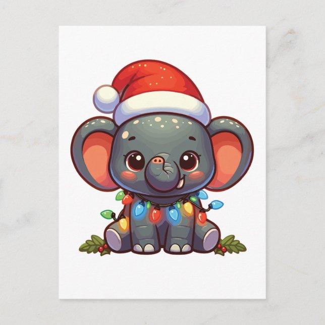 Elephant God jul Winter Animals Elephants Helg Vykort (Framsida)