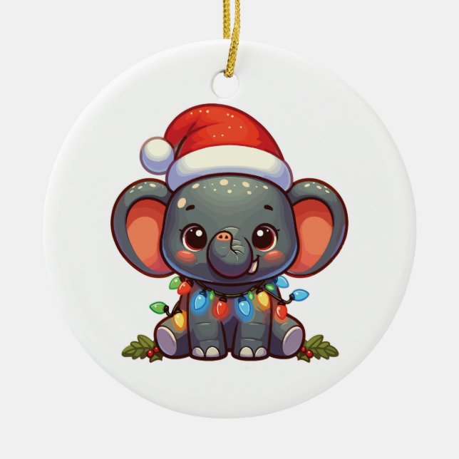 Elephant God jul Winter Animals Elephants Julgransprydnad Keramik (Framsidan)