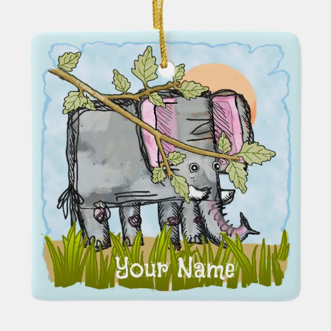 Elephant Gömmer Julgransprydnad Keramik (Framsida)