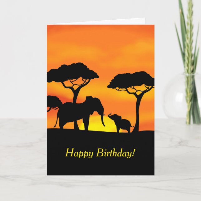 Elephant Grattis på födelsedagen Card Kort (Framsida)