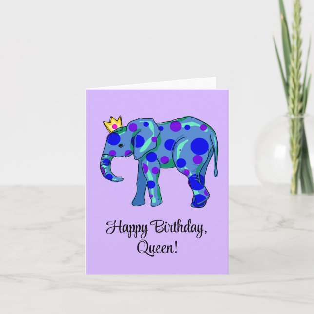 Elephant Grattis på födelsedagen Queen Birthday Ca Kort (Framsida)