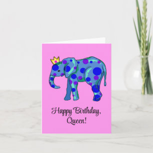 Elephant Grattis på födelsedagen Queen Birthday Ca Kort