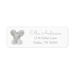 Elephant Greenery Baby Shower Returadress Etikett