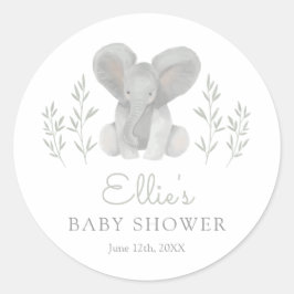 Elephant Greenery Baby Shower Runt Klistermärke