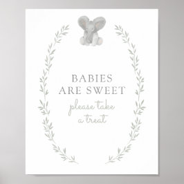Elephant Greenery Baby Shower Spädbarn är Sweet Poster