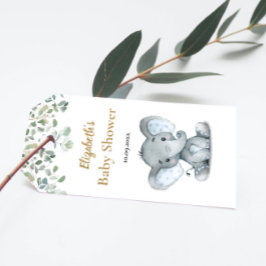 Elephant Greenery Baby Shower Tack Presentetikett