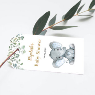 Elephant Greenery Baby Shower Tack Presentetikett