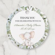 Elephant Greenery Boy Circle Baby Shower