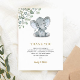 Elephant Greenery Gender Neutral Baby Shower Tack Kort