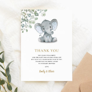 Elephant Greenery Gender Neutral Baby Shower Tack Kort