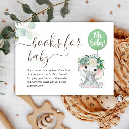 Elephant Grönt Balloon Greenery Bokar för Baby Tilläggskort