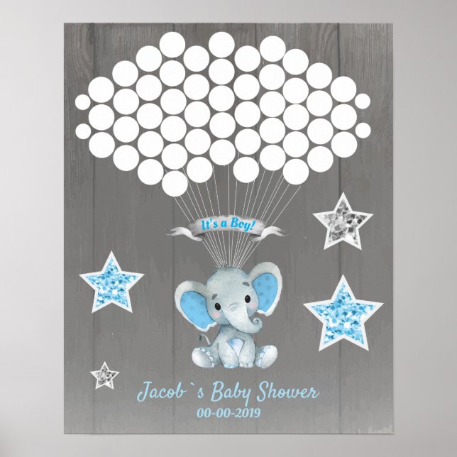 Elephant Guest Bok Page Alternative Rustic Blue Poster (Framsidan)