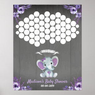 Elephant Guest Bok Page Alternative Rustic Lila Poster