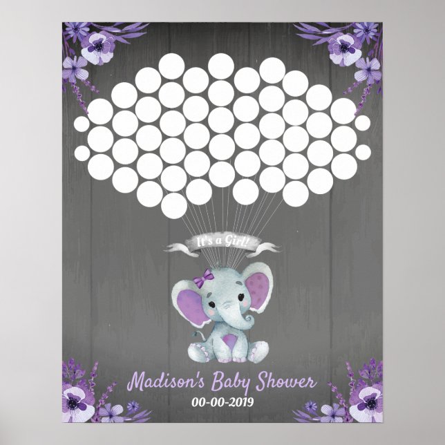 Elephant Guest Bok Page Alternative Rustic Lila Poster (Framsidan)