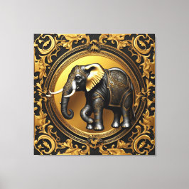 Elephant guld, ram canvastryck