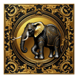 Elephant guld, ram perfect poster