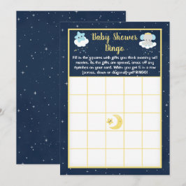 Elephant Gult and Navy Baby Shower Bingo Inbjudningar