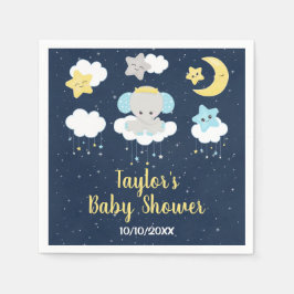 Elephant Gult and Navy Baby Shower Pappersservett