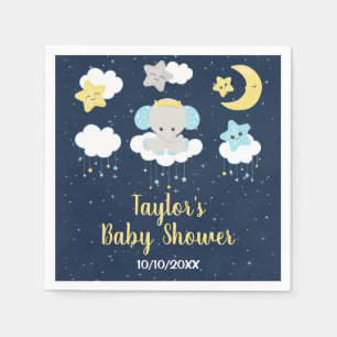 Elephant Gult and Navy Baby Shower Pappersservett