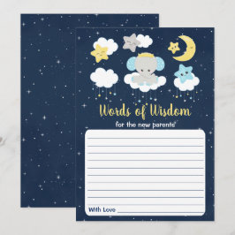 Elephant Gult Navy Baby Shower Ord of Wisdom Inbjudningar